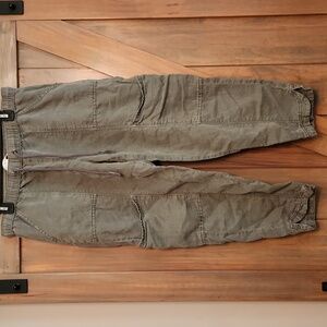 C&C California Cargo Pants High Rise Breathable Linen Blend Olive Color Sz L
